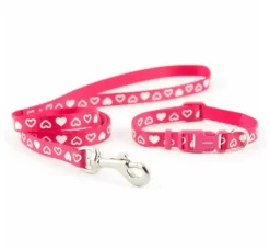 Ancol Hondenhalsband Set Met Riem Heart Rood- Hondenhalsband