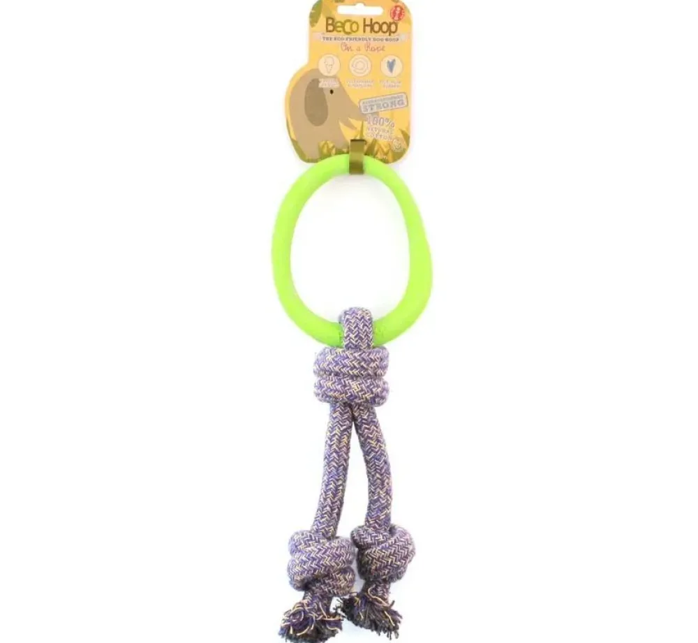 Beco Pets Hondenspeelgoed Hoop On A Rope Groen- Puppy Speelgoed