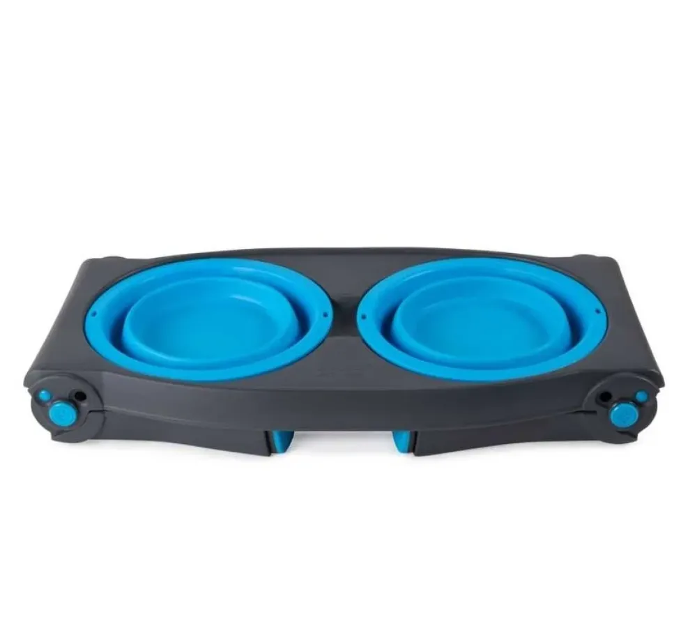Dexas Adjustable Height Pet Feeder Pro Blue- Voerbak En Drinkbak
