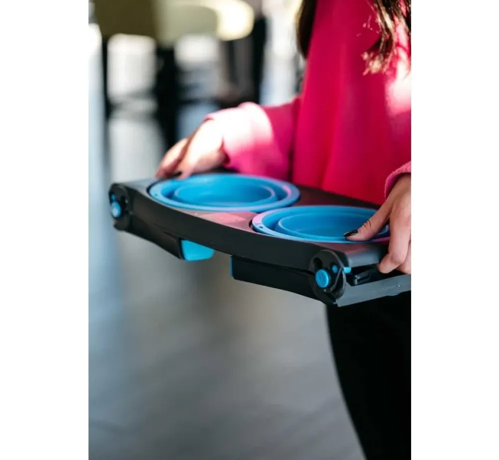 Dexas Adjustable Height Pet Feeder Pro Blue- Voerbak En Drinkbak