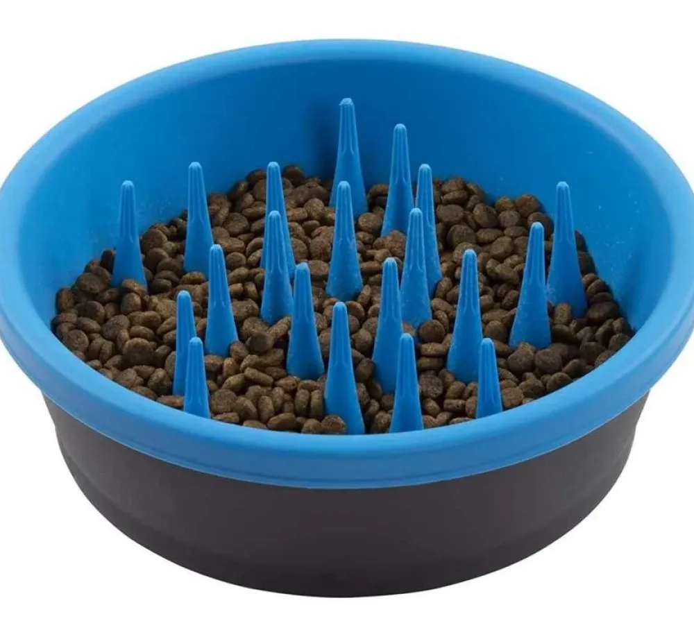 Dexas Anti Schrok Voerbak Slow Feeder Blauw- Voerbak En Drinkbak