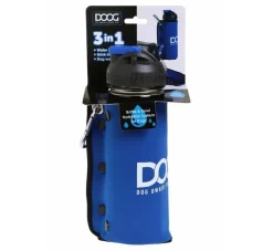 DOOG Waterfles Blauw 3-In-1- Voerbak En Drinkbak
