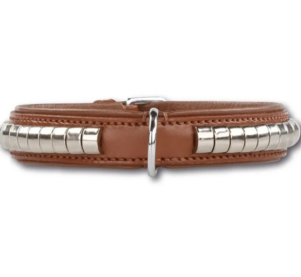Doxtasy Hondenhalsband Silver Row Brown- Hondenhalsband