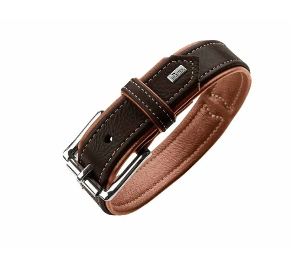 Hunter Hondenhalsband Canadian Up Zwart / Cognac- Hondenhalsband