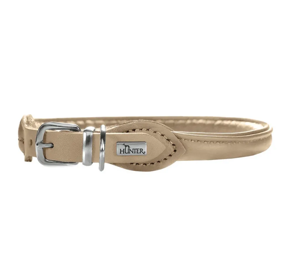 Hunter Hondenhalsband Round & Soft Elk Petit Beige- Hondenhalsband