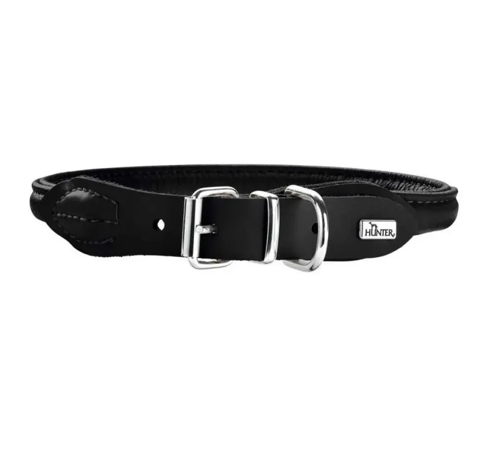 Hunter Hondenhalsband Round & Soft Elk Zwart- Hondenhalsband