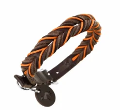 Hunter Hondenhalsband Solid Education Cord Bruin Oranje- Hondenhalsband