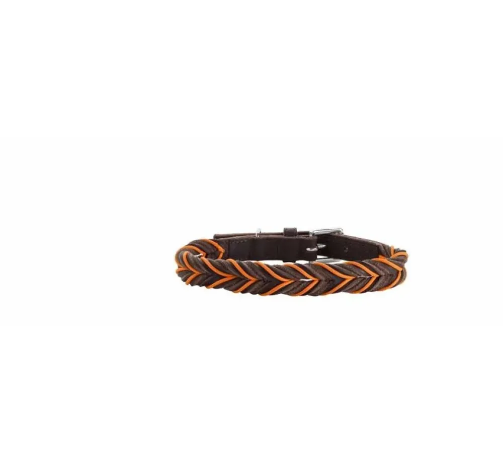 Hunter Hondenhalsband Solid Education Cord Bruin Oranje- Hondenhalsband