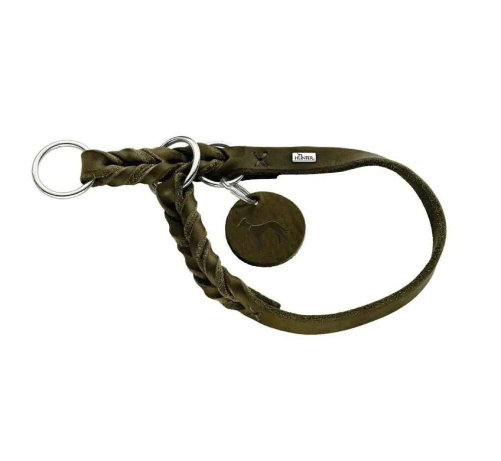 Hunter Training Halsband Hond Solid Education Olive- Hondenhalsband