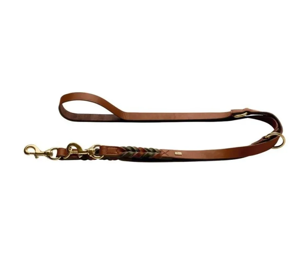 Hunter Verstelbare Hondenriem Solid Education Duo Cognac- Hunter Hondenriem