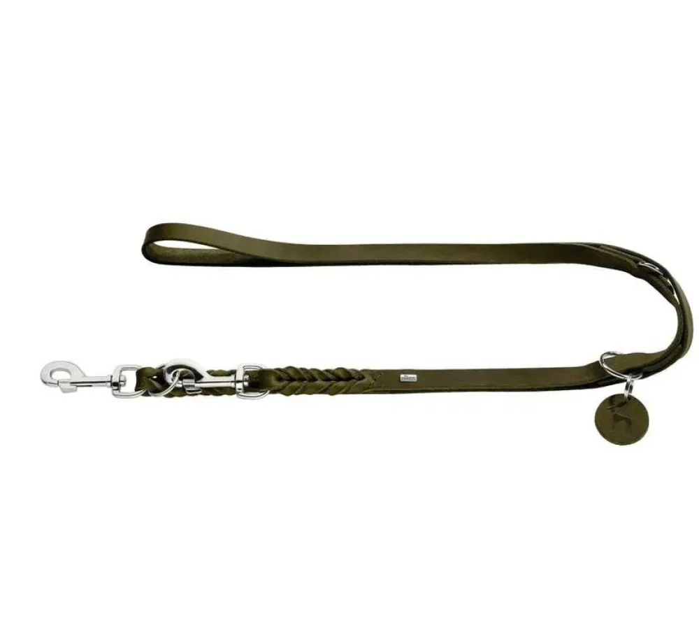 Hunter Verstelbare Hondenriem Solid Education Olive- Hunter Hondenriem