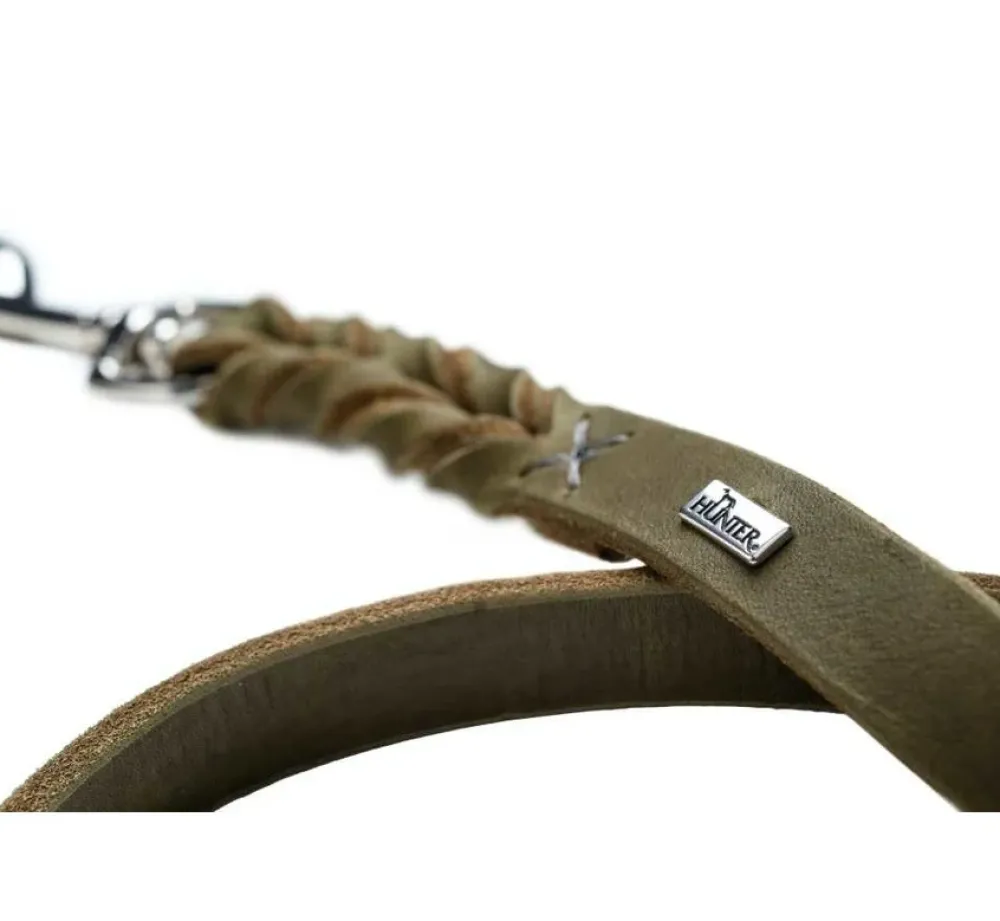 Hunter Verstelbare Hondenriem Solid Education Olive- Hunter Hondenriem