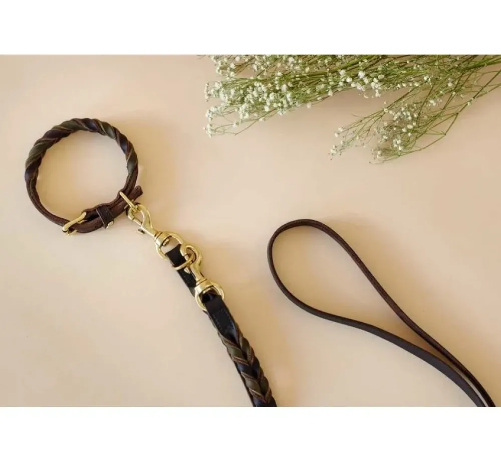 Hunter Verstelbare Hondenriem Solid Education Duo Bruin- Hunter Hondenriem