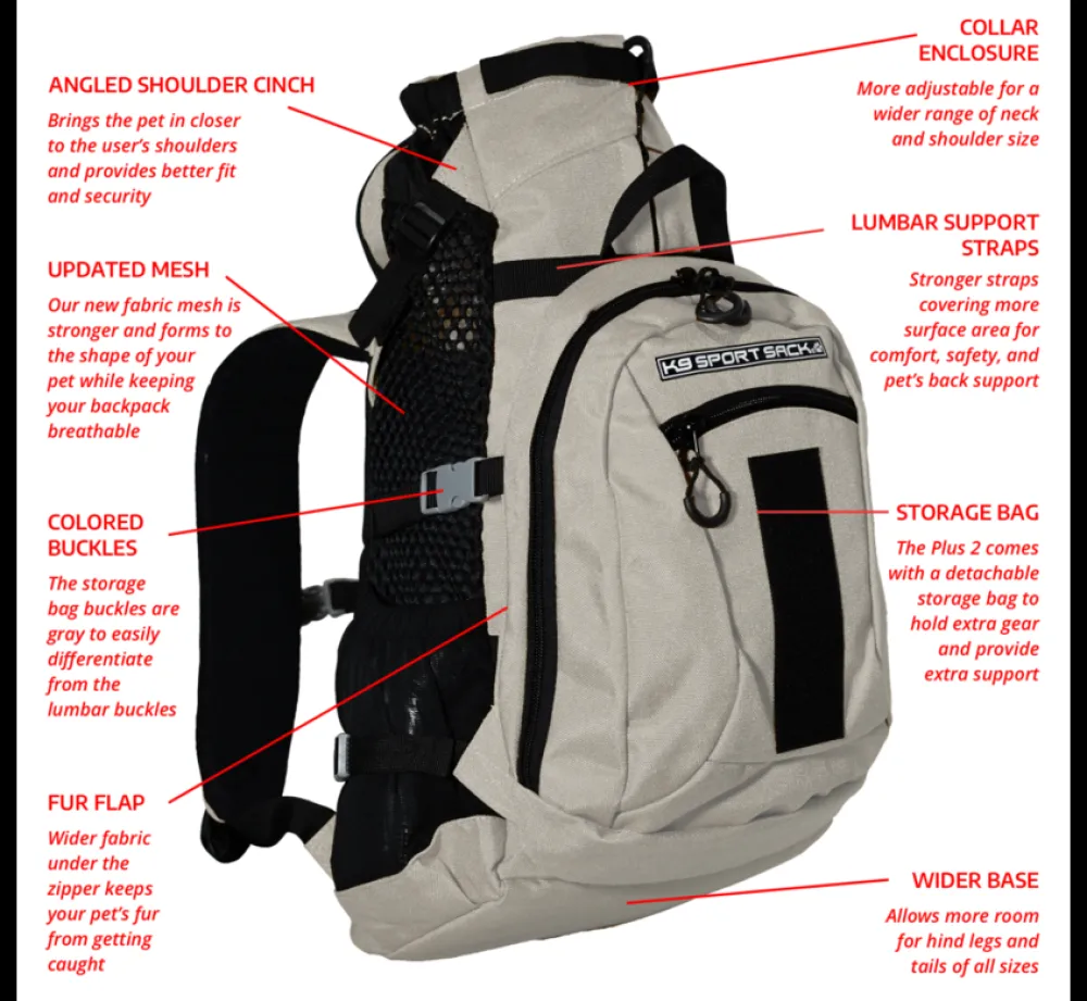 K9 Sport Sack Hondenrugzak Plus Grijs 2- Hondentas