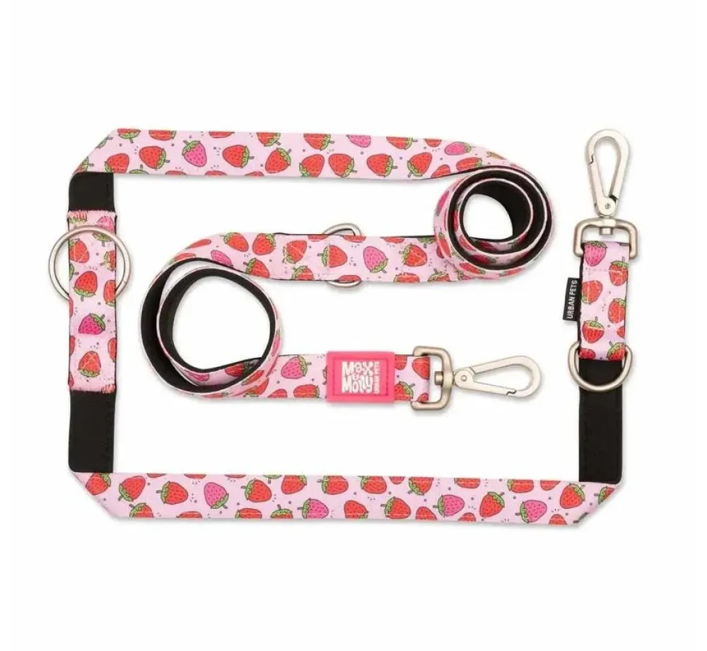 Max & Molly Hondenriem Multi Function Strawberry Dream- Puppy Riem