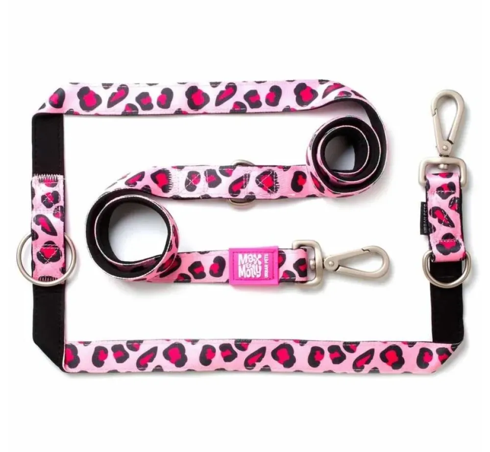 Max & Molly Hondenriem Multi Function Leopard Pink- Puppy Riem
