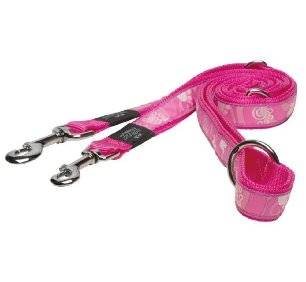 Rogz Hondenriem Multi Purpose Pink Paw- Puppy Riem