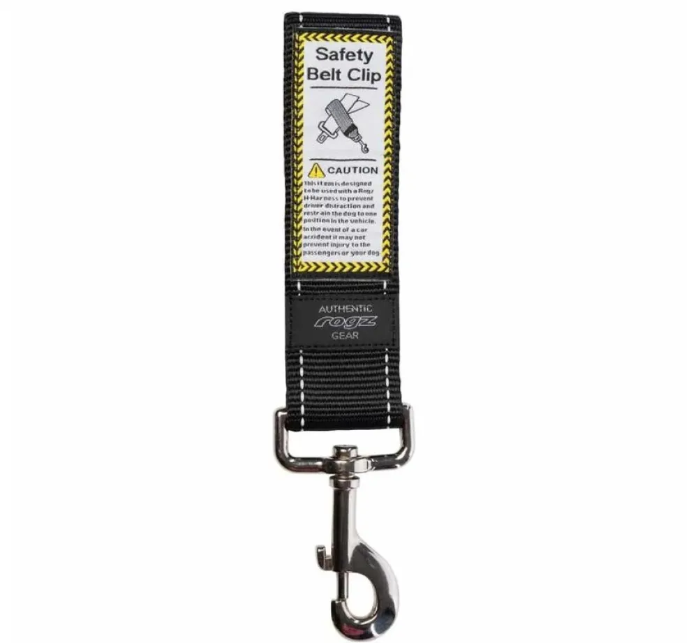 Rogz Veiligheidsriem Safety Car Belt Clip Zwart- Autogordel Hond