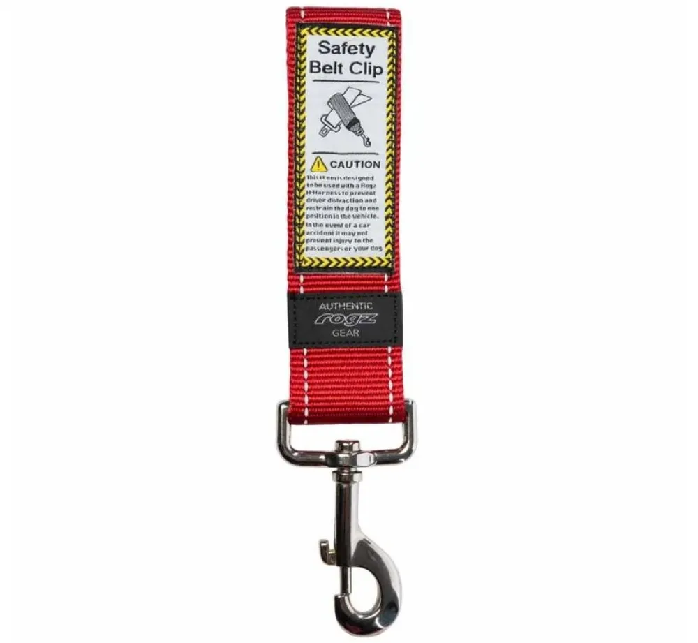Rogz Veiligheidsriem Safety Car Belt Clip Rood- Autogordel Hond